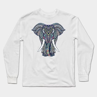 Indian Elephant Doodle Fantasy Artsy Style Long Sleeve T-Shirt